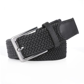 Bella Accessori Braided Elastic Belt for Men and Women Fabric Belt Elastic Braided Bracelet with Zinc Alloy Buckle Causal Unisex, darkgray