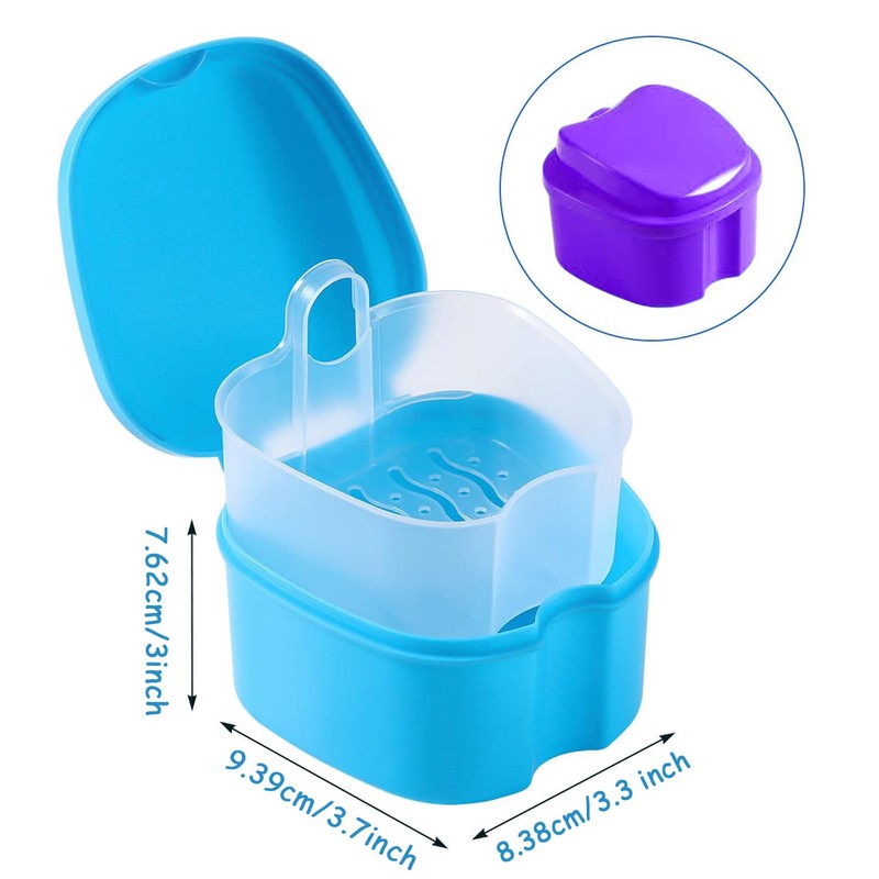 Retainer Case Denture Bath Box Easy Clean with Strainer Basket