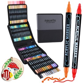 nauets 80 Colors Waterproof Dual Tip Acrylic Paint Markers, Premium Dot & Fine Tip Coloring Paint Pens Set for Paper, Rock, Wood, Fabric, Canvas, Glass, Ceramic and DIY Crafts Art Supplies