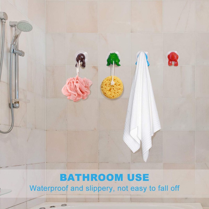 OUNONA Suction Cup Hooks, Cute, Bath, Strong, 6 Pieces, Wall