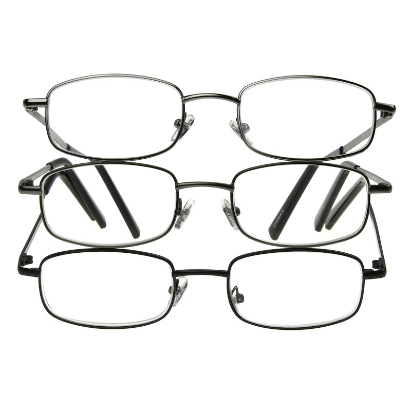 Foster Grant Men's Council Rectangular Reading Glasses, Gunmetal and Black,
