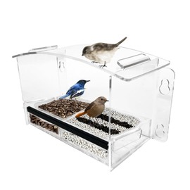 Nature Gear Window Bird Feeder, Acrylic Bird House with Sliding Tray, Clear Bird Feeders with Strong Suction Cups for Windows, Weather Resistant & Easy to Clean Bird Houses, Earth-Friendly Dome