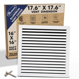 Fits 16" x 16" Duct Hole [17.6" x 17.6" Face] - Aluminum Return Grille, Rustproof, Fixed Blades, for Ceiling/Wall, No Adjustable Features