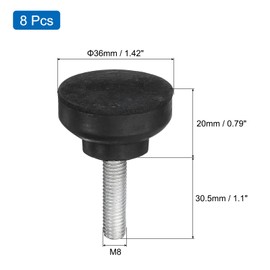 QUARKZMAN Pack of 8 Rubber Iconic Vibration Insulators Mounting Shock Absorber, 1.42 x 0.79 Inch Rubber Feet with M8 x 27 mm Threaded Bolts for Air Compressors, Garage Engine, Diesel Engines, Black