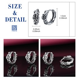 Yumilok Vintage Rose Flower Earrings for Women Mini Rose Stud Earrings Stainless Steel Hoop Earrings for Men Women Huggie Cartilage Earrings, Stainless Steel