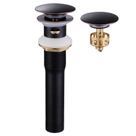 Pop up Sink Drain Stopper with Overflow Oil Rubbed Bronze for Bathroom Vessel Vanity Sink Art Basin，Big Cap Sink Drain with Overflow, Metal Pop-up Drain Strainer With Detachable Basket Stopper