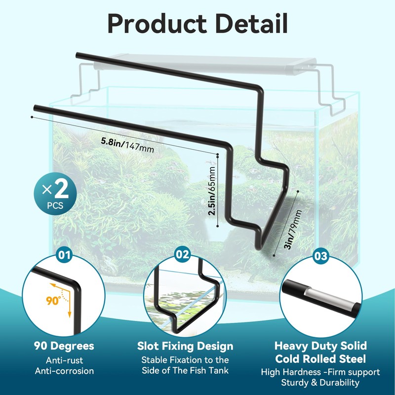 WooFog 2 Pcs Aquarium Light Riser for Rimmed/Rimless Tanks, Aquarium