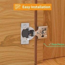 Chibery 10 Pack 3/8" Overlay 3D Soft Close Concealed Hinge for Face Frame Door, Smooth Slow Self Closing Hinges, Satin Nickel, Hidden 105° Open Angle Stainless Steel Hinge for Kitchen Cabinet Door
