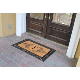 A1HC Natural Coir Monogrammed Door Mat For Front Door, 30"x48", Anti-Shed Treated Durable Doormat for Outdoor Entrance, Heavy Duty, Low Profile, Easy to Clean, Long Lasting Front Door Mat