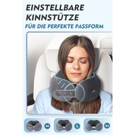 Cirorld Nackenkissen Flugzeug, Verstellbares Reisekissen Memory Foam, Ergonomisch Gestaltetes Nackenhörnchen Nackenkissen Reise Ideal für Reisen Flugzeug Büro Mit 3D Schlafmaske Ohrstöpsel Netztasche
