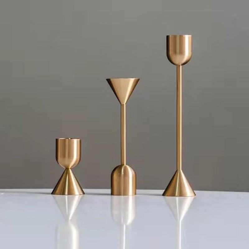 3 Pcs Candle Holders Different Heights Gold Candlestick Holders Taper