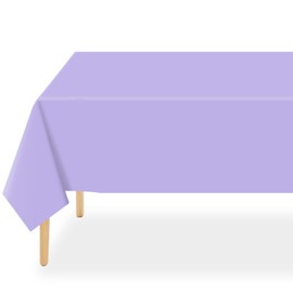 QIKSION Plastic Table Cloth Disposable 6 Pack, 54 x 108 Inch Tablecloths for Rectangle Tables, Lavender Plastic Table Cover