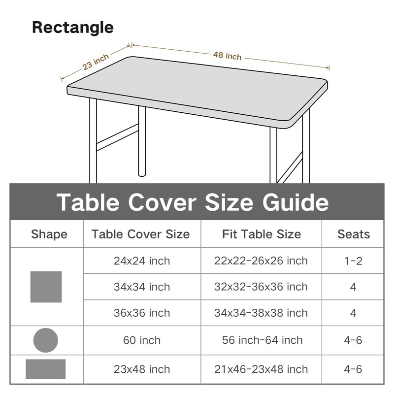 Nacuci Rectangle 4ft Fitted Table Cover Elastic Tablecloth 4ft Stretch