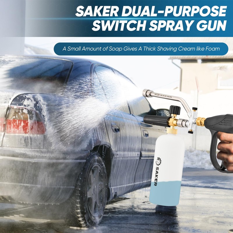 Saker Foam Cannon Dual Connector Accessory, Dual-Purpose Switch Spray Gun,Foam