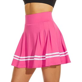 ThreeH A-line Pleated Skirts Women's High Waisted Athletic Tennis Skirt Casual Running Yoga Badminton Golf Skorts with 2 Pockets Pink