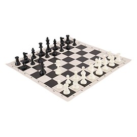 Tournament Chess Pieces and Chess Board Combo - SINGLE WEIGHTED - by US Chess Federation (Black)
