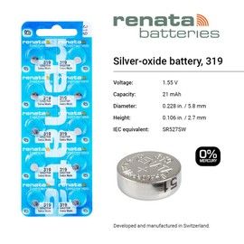 Renata 319 SR527SW Batteries - 1.55V Silver Oxide 319 Watch Battery (20 Count)