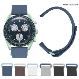 Bandini Hook and Loop Watch Band for Omega Speedmaster MoonSwatch & More, 2 Piece Waterproof Nylon Sports Watch Strap for men, Plastic Loop Clasp - Blue and Mint Green, 20mm