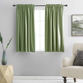DONREN Sage Green Curtains for Bedroom - Blackout Thermal Insulated Curtain Panels with Rod Pocket (42 by 45 Inch,2 Panels)