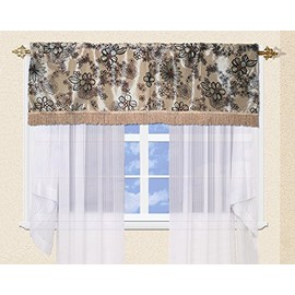 Violet Linen Silky Bloom Window Valance, Beige