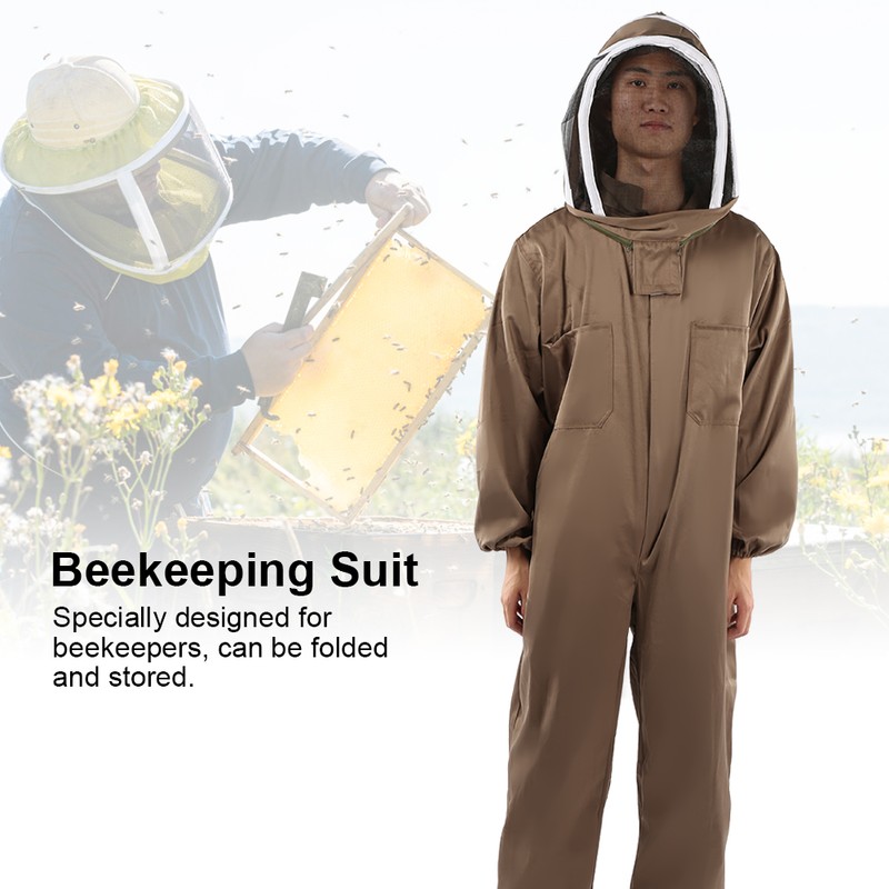 Beekeeping Protective Suit Breathable Bee Suits Smock with Zipper for