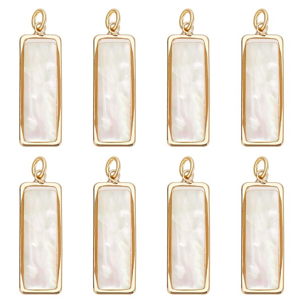UNICRAFTALE 8Pcs White Abalone Shell Charms Paua Shell Pendant Rectangle