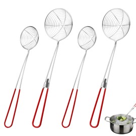 4 Pezzi Colino per Fonduta in Acciaio Inox, Schiumarola con Manico Lungo, Resistente al Calore e alla Ruggine, per Fonduta, Verdure, Carne e Pesce