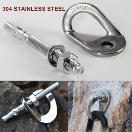 YZTONGPAO 304 Stainless Steel Climbing Anchor Bolt, 25-30KN Rock Climbing Bolt Hanger, M10 and M12 Climb Fastening Bolt Safe Fixed Point, 4 Set Rock Climbing Holds