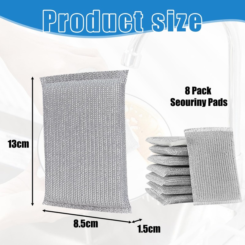 8-Pack Non-Scratch Scouring Pads – Reusable Kitchen Sponges for Dish
