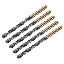 sourcing map 5pcs Straight Shank Twist Drill Bits 6.8mm Gold Titanium & Black Nitride Coated High Speed Steel (HSS) 4341 with 6.8mm Shank for Stainless Steel Alloy Metal Plastic Wood