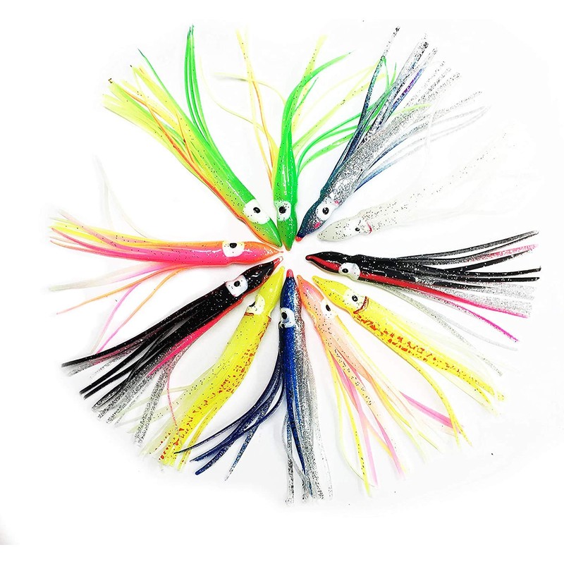 ANCLLO 30 Pieces Multicolor Soft Octopus Lures Squid Rock Baits