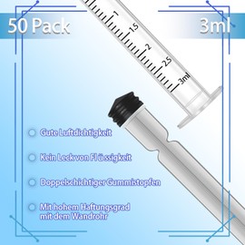 Gufastoe Pack of 50 3 ml Syringe with Protective Caps for Industrial or Animal Feed