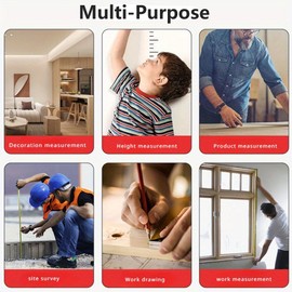 5m/16.4ft Fluorescent Steel Tape Measure,Width 25mm Transparent Steel Precision Measuring 5m Tape Measure - Stainless Steel Retractable Double Sided Graduated,Easy to Read Self-Lock Measuring