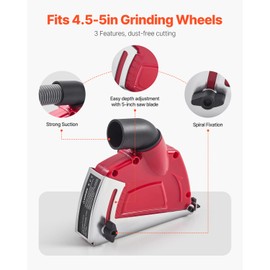 Happybuy Universal Angle Grinder Dust Shroud - 4-5 Inch Adjustable Cutting Depth Cover with Vacuum Adapter for Concrete, Wood & Stone (Not for Metal)