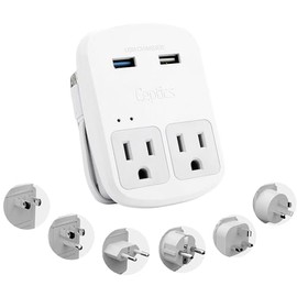 Ceptics Safest Travel Adapter Kit, Dual USB for iPhone, Chargers, Cell Phones, Laptop Perfect for Travelers - 3.6A with Qc. 3.0 Charge Faster