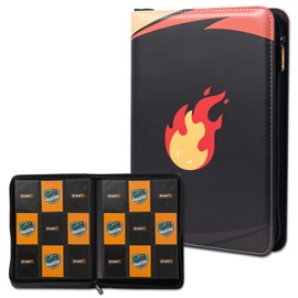 Ampleer Trading Card Binder, 9 Pocket Ringless Page Sleeves with 360 Side-loading Slots, Compatible for MTG TCG Storage Display Collection (Red)