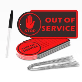 Out of Service Tags, 60 Pack Plastic Out of Service Tags with Wire for Maintenance Required, Red Equipment Out of Service Tags Waterproof, Reusable Out of Service Equipment Maintenance Tags