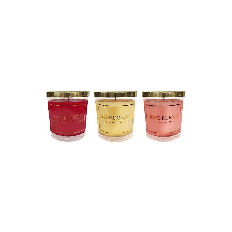 LumaBase Scented Wax Candles, Wine Collection - Set of 3