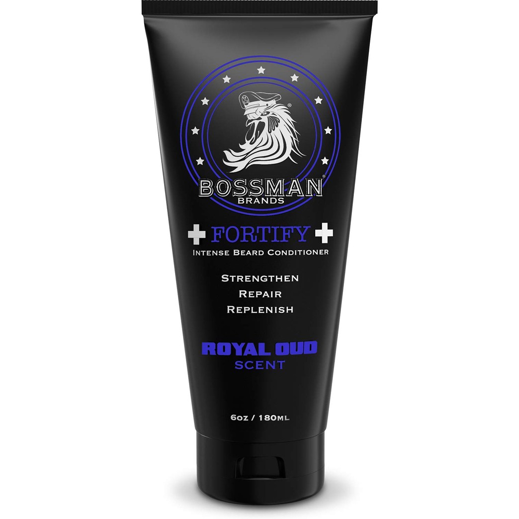 Bossman Fortify Intense Conditioner - Moisturize Replenish and Protect your beard - Thicker Formula - Natural Ingredients - Made in USA (Royal Oud Scent)