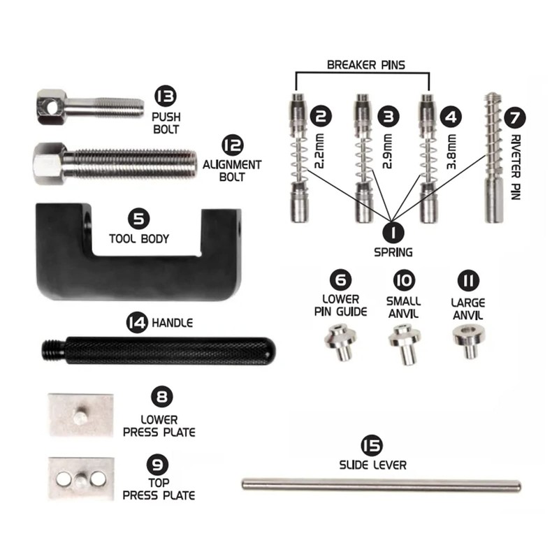 Chain Breaker Chain Rivet Tool Set, 12 Pieces Universal Motorcycle