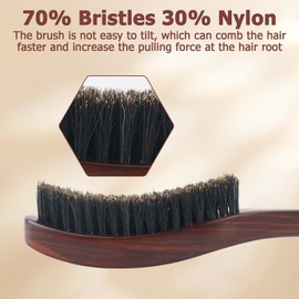 Boar Bristle Hair Brush Hair Brush Men Boar Bristle Brush Boar Bristle Brush Suitable for Both Men and Women, Suitable for Hair, Beard and Scalp Massage and Cleaning (Reddish Brown)