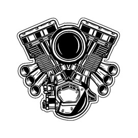WickedGoodz Engine Motor Vinyl Decal - Mechanic Bumper Sticker - for Laptops Tumblers Windows Cars Trucks Walls