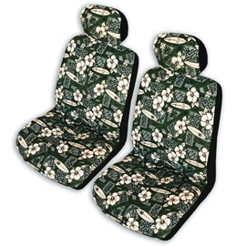 Winnie Fashion Hawaiian Car Seat Covers (Hibiscus Surf Green, Regular No Customization)