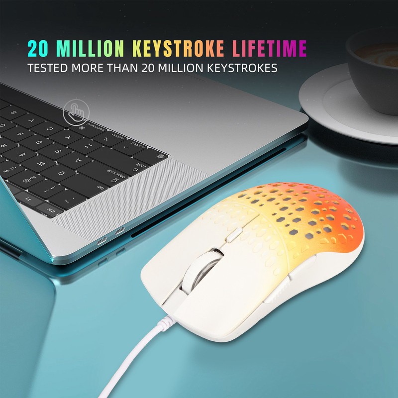 Wired Gaming Mouse with 7 RGB 3600DPI Lightweight Ergonomics Breathable