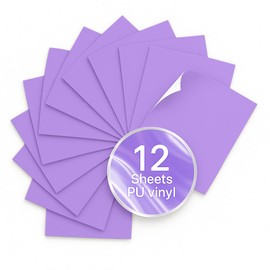 Light Purple PU Heat Transfer Vinyl, 12 Pcs 12"x10" HTV Sheets – Soft & Stretchable Iron-On Vinyl, Easy to Cut & Weed, Compatible with Cricut & Silhouette – Great for DIY Family Shirts & Crafts