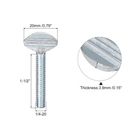 uxcell 1/4-20 x 1-1/2" Thumb Screws, 10pcs Carbon Steel Fully Thread Galvanized Finger Tight Racket Screw