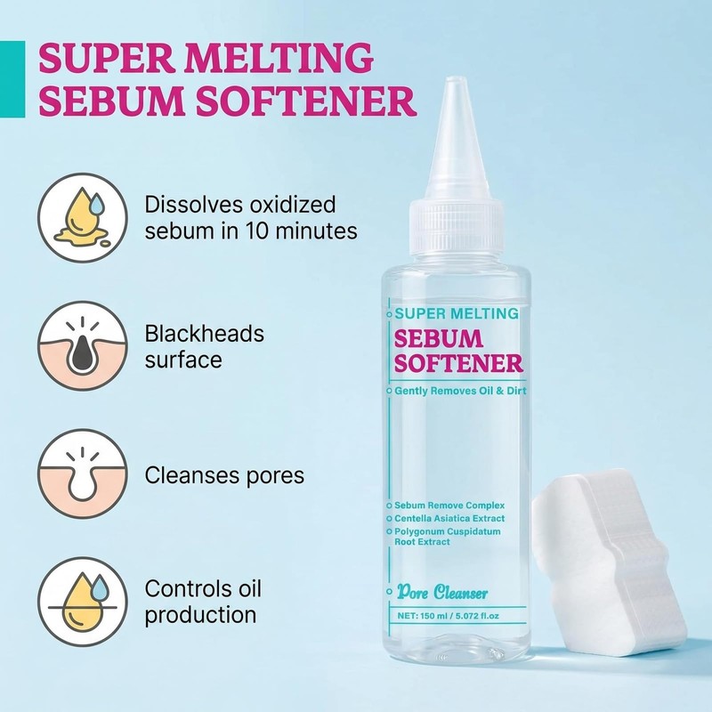 Super Melting Sebum Softener, Blackhead Remover Liquid for Deep Pore
