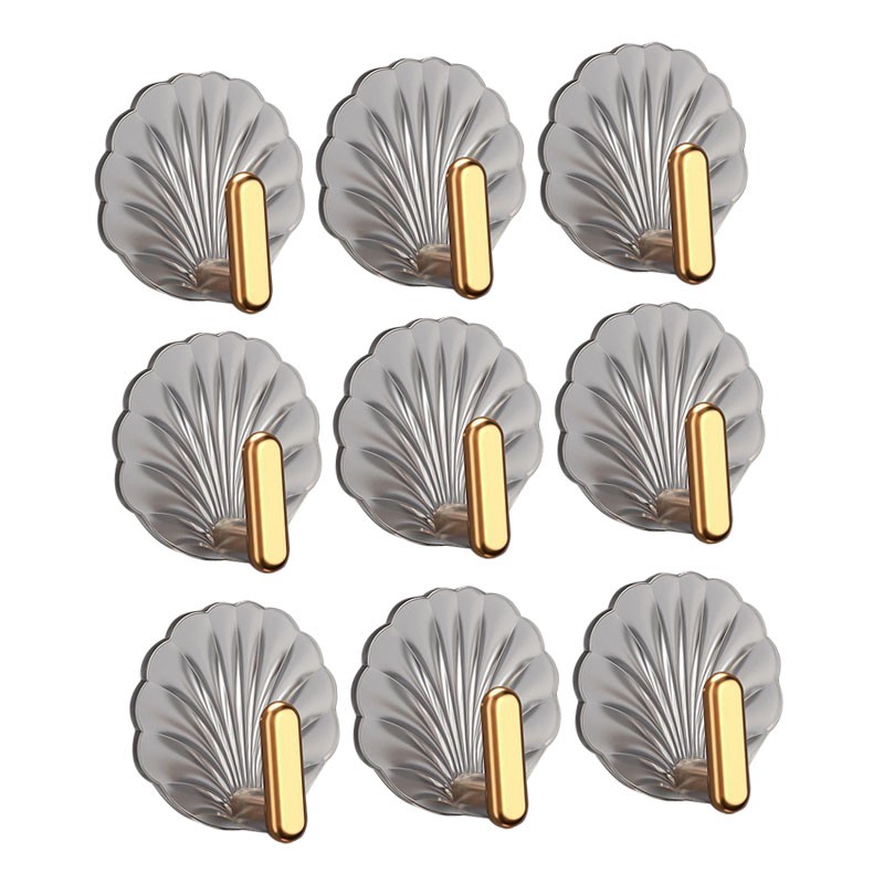 9PCS Self Adhesive Hooks Plastic Seashell Decorative Wall Mounted Bathroom