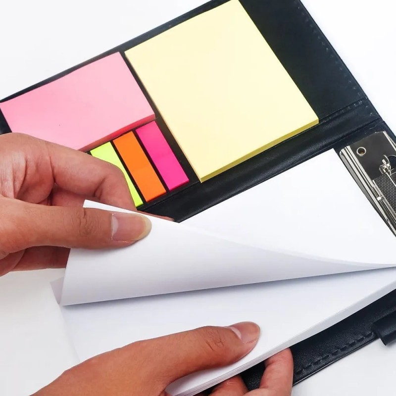 Libreta Ecológica Block Pluma Notas Adhesiva / Personalizar Negro