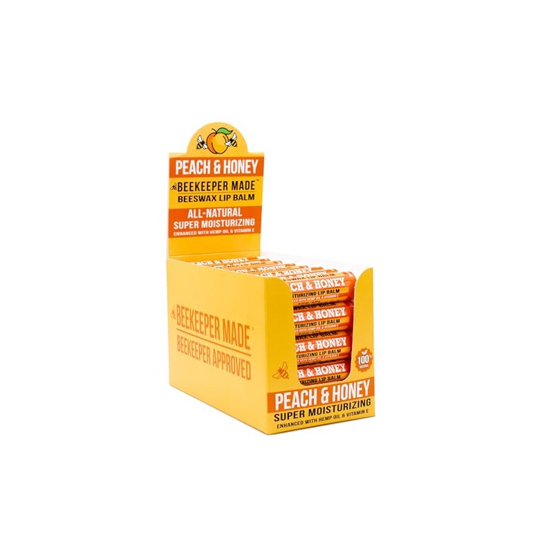 Beekeeper Made Beeswax Bulk Lip Balm, Peach, 40 Count
